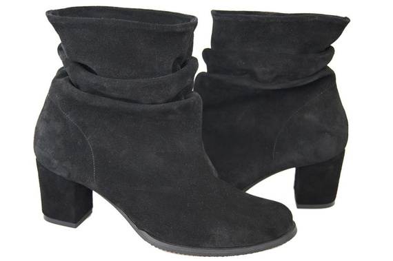 Obuwie Damskie Botki skóra naturalna Czarne 986 ElitaBut