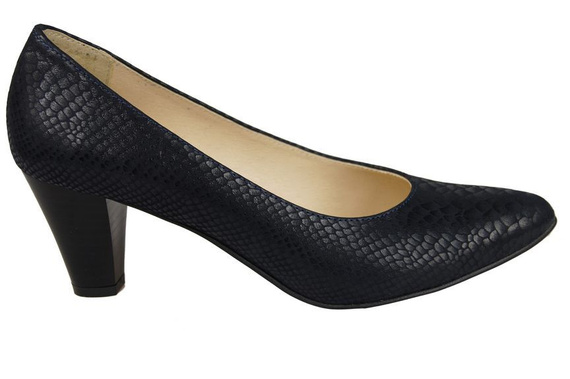 Obuwie Damskie Czółenka skóra naturalna motyw łuski Granatowe 927 ElitaBut