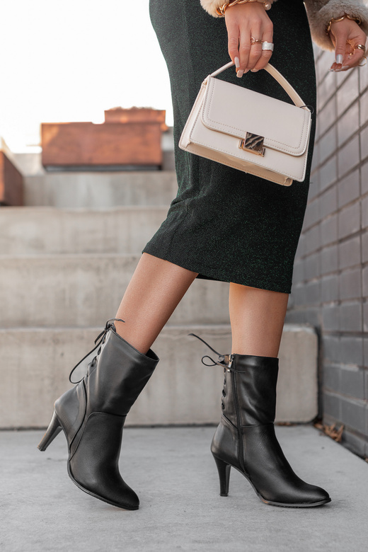 Obuwie Damskie Botki Czarne Wiosna / Jesień skóra naturalna 978 L ElitaBut