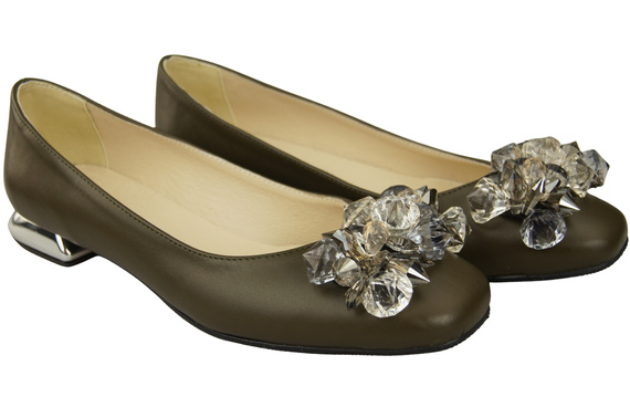 Women's Pumps with Crystals Flat Natural Leather 216 ElitaBut