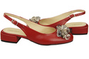 Obuwie Damskie Sandały Czerwone z Kryształkami Skóra naturalna 215 ElitaBut