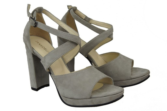 Obuwie Damskie Sandały Popiel skóra naturalna Zamszowa 114 ElitaBut