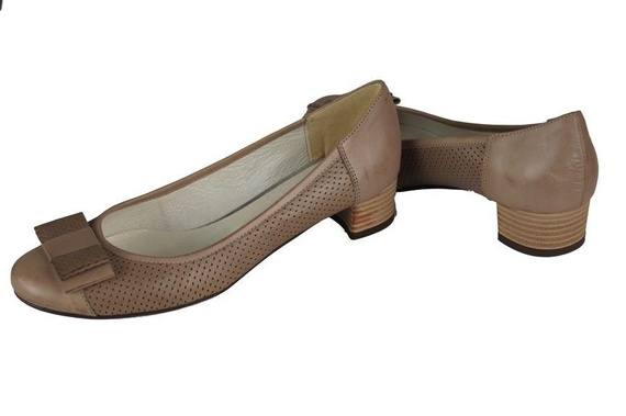 Obuwie Damskie Czółenka skóra naturalna Cappuccino 707 ElitaBut