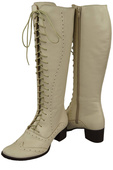 Obuwie Kozaki  Damskie Beżowe Sznurowane skóra naturalna 595 ElitaBut