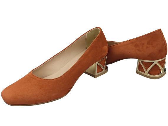 Comfortable Women's Shoes Pumps with Decorative Heel Natural Suede Leather 219 From ElitaBut