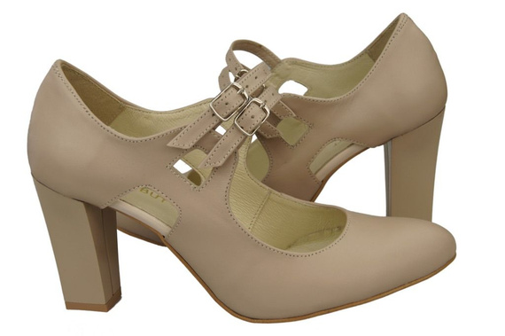 Obuwie Damskie Czółenka Cappuccino Lico Skóra Naturalna 105 ElitaBut