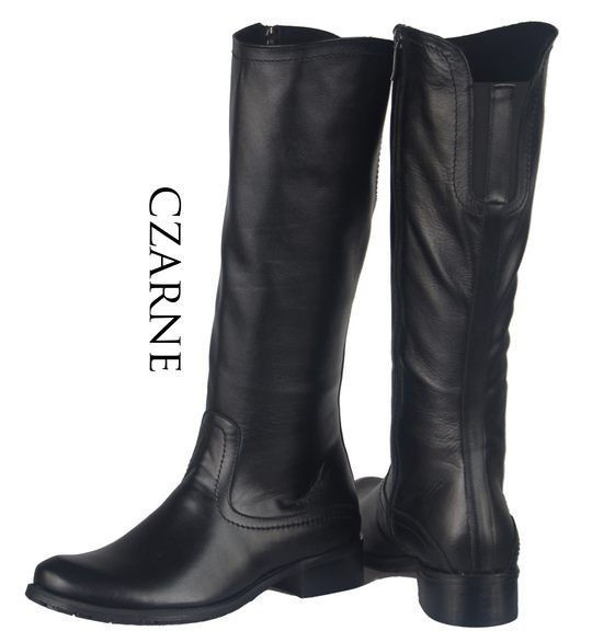 Obuwie Kozaki Damskie Oficerki skóra naturalna Czarne 689 ElitaBut