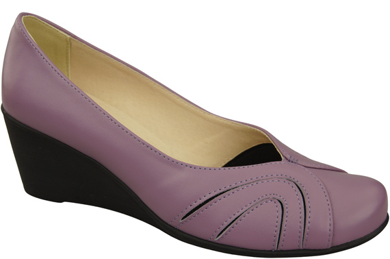 Women's Black Natural Leather Wedge Pumps 828 ElitaBut