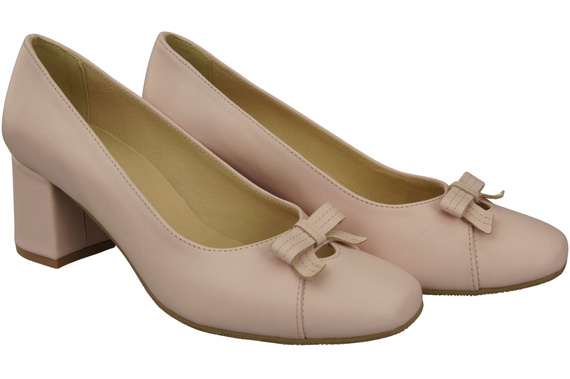 Women's Pumps with a Bow, Natural Leather and Low Heel 203 ElitaBut