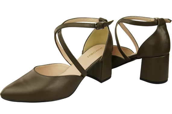 Elegant Leather Sandals with Open Sides on a Stable Heel 218 ElitaBut