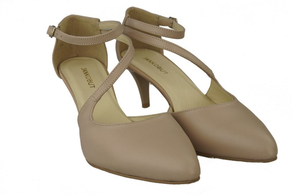 Obuwie Damskie Sandały Niska Szpilka skóra naturalna Cappuccino Lico 990 ElitaBut