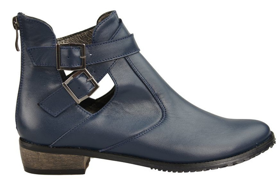 Obuwie Botki Damskie skóra naturalna Granatowe 931 ElitaBut
