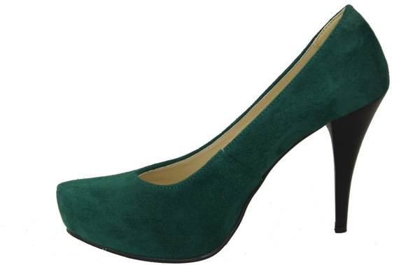 Obuwie Damskie Czółenka Malachitowy Skóra naturalna Zamszowa 644 ElitaBut