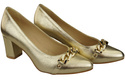Classic Women's  Pumps Shoes made of Natural Leather with a Gold Decorative Chain 200 ElitaBut