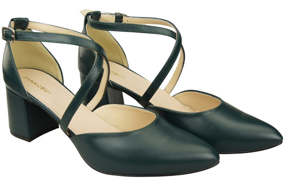 Elegant Leather Sandals with Open Sides on a Stable Heel 218 ElitaBut
