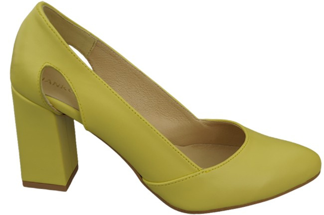 Obuwie Damskie Czółenka Cytrynowe  Skóra naturalna 184 ElitaBut