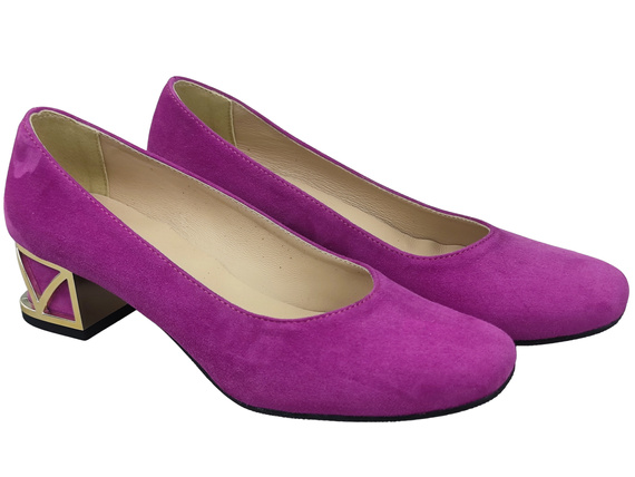 Comfortable Women's Shoes Pumps with Decorative Heel Natural Suede Leather 219 From ElitaBut