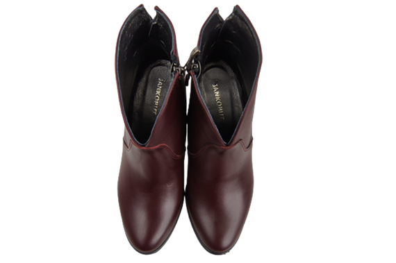 Obuwie Botki Damskie Bordowe Wiosna/Jesień skóra naturalna 152 L ElitaBut