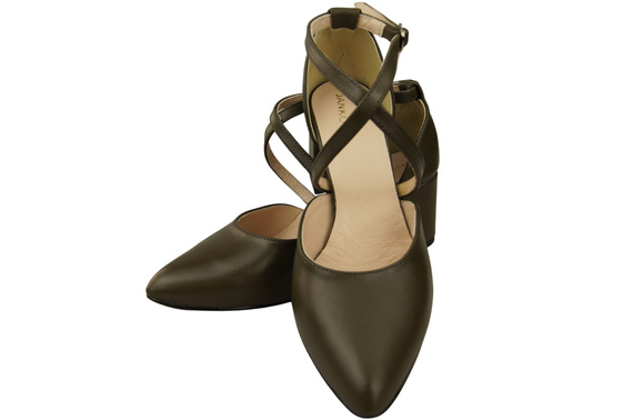 Elegant Leather Sandals with Open Sides on a Stable Heel 218 ElitaBut