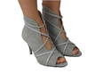 Obuwie Botki Damskie Peep Toe Skóra Naturalna Zamszowa Popielate 107 ElitaBut