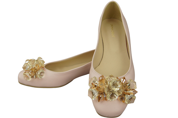 Women's Pumps with Crystals Flat Natural Leather 216 ElitaBut