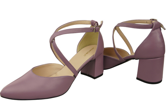 Elegant Leather Sandals with Open Sides on a Stable Heel 218 ElitaBut