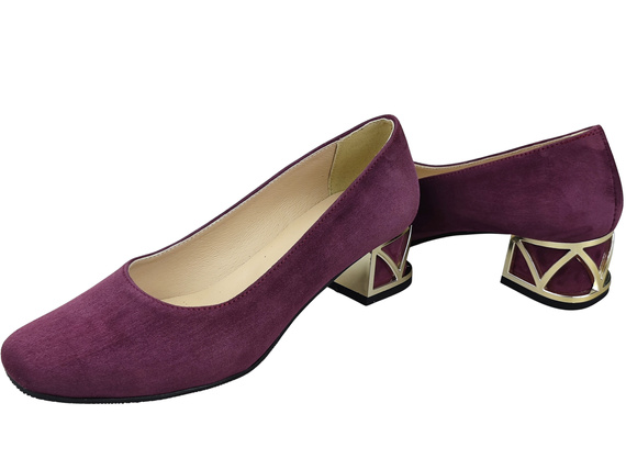 Comfortable Women's Shoes Pumps with Decorative Heel Natural Suede Leather 219 From ElitaBut