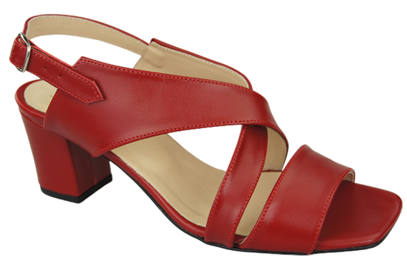 Obuwie Damskie Sandały Czerwone Skóra Naturalna 149 ElitaBut