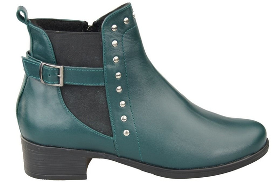 Obuwie Botki Damskie Wiosna/Jesień Skóra Naturalna Malachitowy 136 L ElitaBut