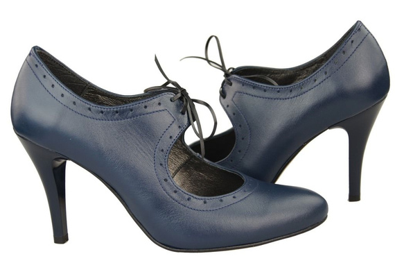 Obuwie Damskie Czółenka Skóra naturalna Granatowe 553 ElitaBut