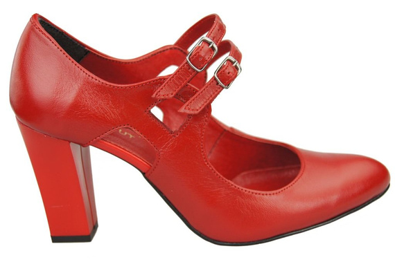 Obuwie Damskie Czółenka Czerwone Skóra Naturalna 105 ElitaBut