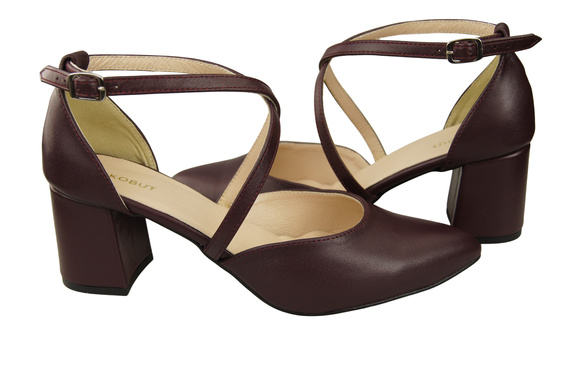 Elegant Leather Sandals with Open Sides on a Stable Heel 218 ElitaBut