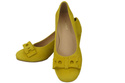 Obuwie Damskie Czółenka Cytrynowe  Skóra naturalna zamszowa 163 ElitaBut