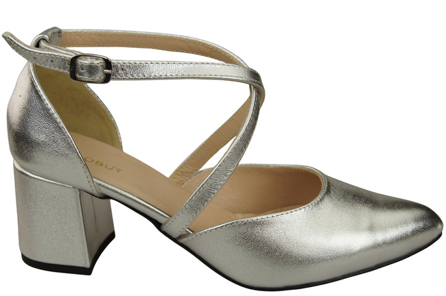 Elegant Leather Sandals with Open Sides on a Stable Heel 218 ElitaBut
