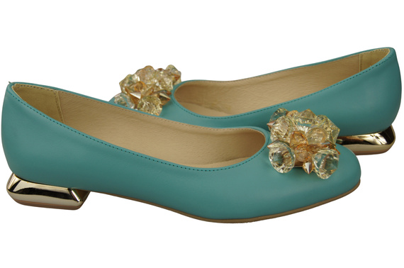 Women's Pumps with Crystals Flat Natural Leather 216 ElitaBut