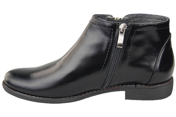 Wiosna Obuwie Damskie Botki skóra naturalna Czarne Błyszczące 872 ElitaBut