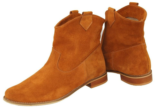 Obuwie Botki Damskie Rude Wiosna / Jesień skóra naturalna welurowa 132 L ElitaBut