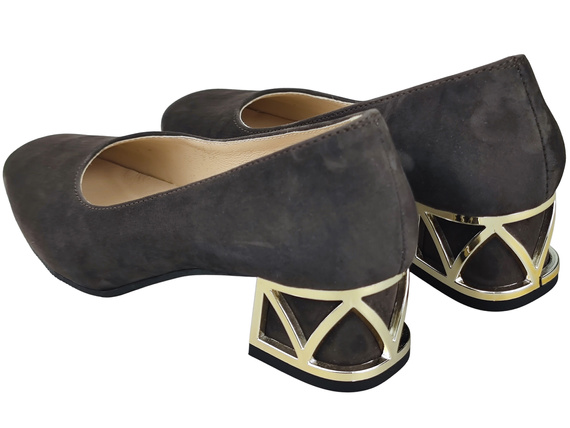 Comfortable Women's Shoes Pumps with Decorative Heel Natural Suede Leather 219 From ElitaBut