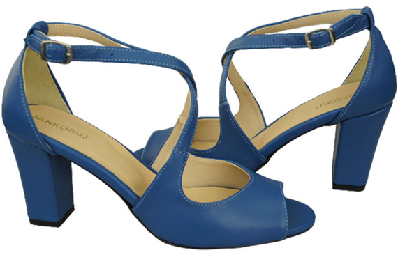 Obuwie Damskie Sandały Niebieskie Skóra Naturalna 186 ElitaBut