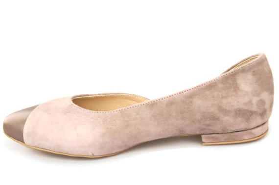 Obuwie Damskie Baleriny Cappuccino skóra naturalna Zamszowa 146 ElitaBut