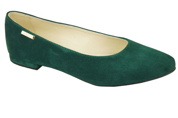 Obuwie Damskie Baleriny Malachitowy skóra naturalna Zamszowa 131 ElitaBut
