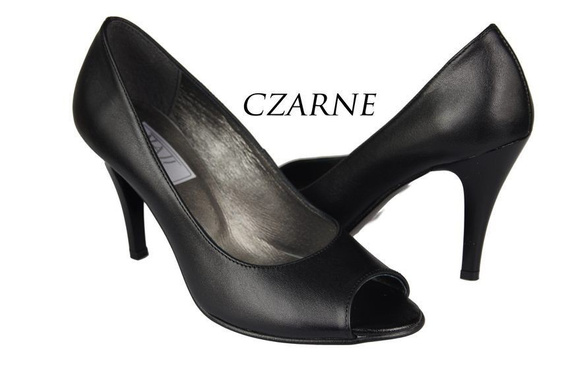 Obuwie Damskie Czółenka skóra naturalna Czarne 774 ElitaBut