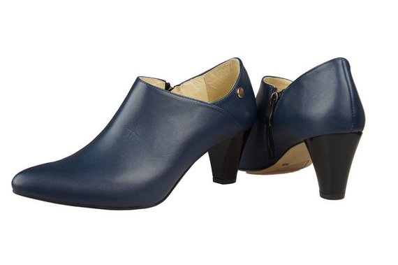 Obuwie Botki Damskie skóra naturalna Granatowe 864 ElitaBut