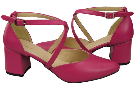 Elegant Leather Sandals with Open Sides on a Stable Heel 218 ElitaBut
