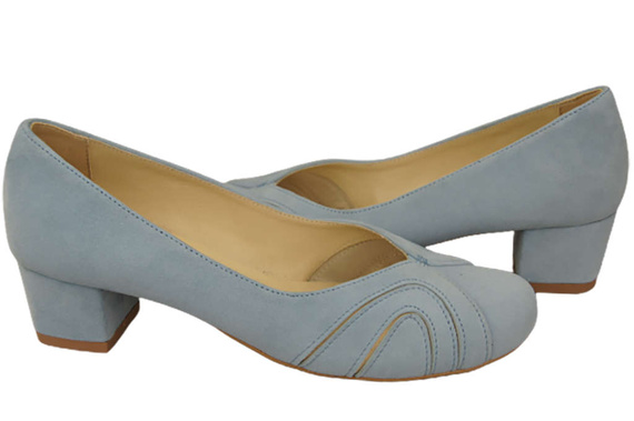 Obuwie Damskie Czółenka skóra naturalna zamszowa Jasny Błękit 786 Z ElitaBut
