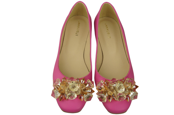 Women's Pumps with Crystals Flat Natural Leather 216 ElitaBut