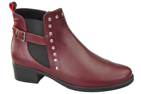 Obuwie Botki  Damskie Skóra Naturalna Bordo 136 ElitaBut
