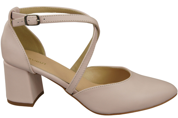 Elegant Leather Sandals with Open Sides on a Stable Heel 218 ElitaBut