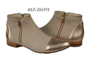 Obuwie Botki Ażurowe Damskie skóra naturalna Beż Złote 821 ElitaBut