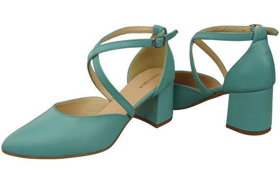 Elegant Leather Sandals with Open Sides on a Stable Heel 218 ElitaBut